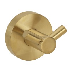 Wall-mounted double brass hook with a matte gold Antique Bronze finish and concealed mounting