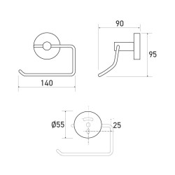 Wall-mounted toilet paper holder, left or right installation