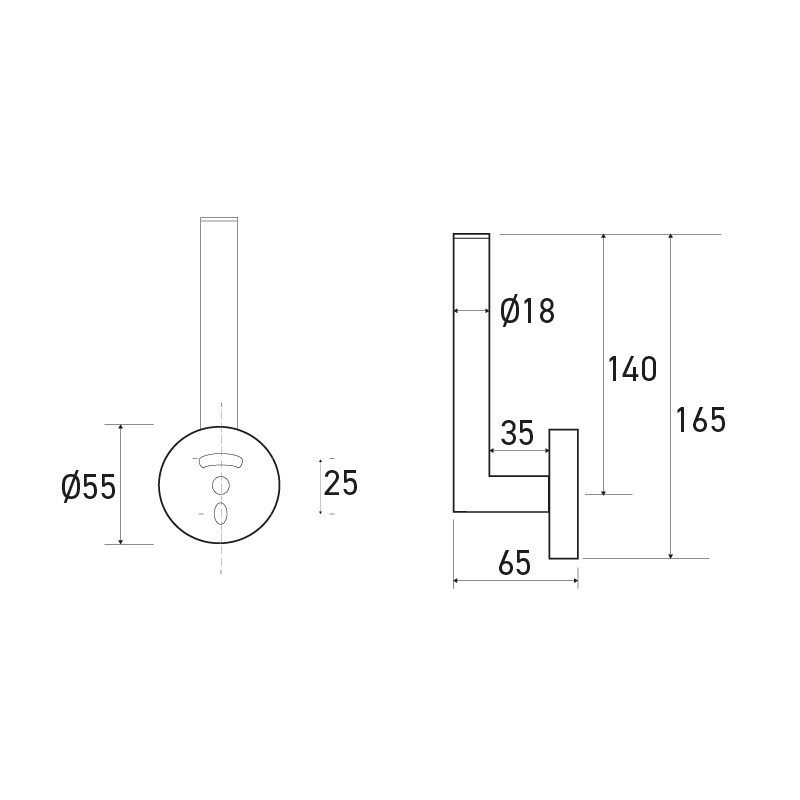 Vertical screw-mounted spare toilet paper roll holder Vertical screw-mounted spare toilet paper roll holder