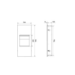 Combiné inox encastrable SLIM distributeur essuie-mains et poubelle 5 L