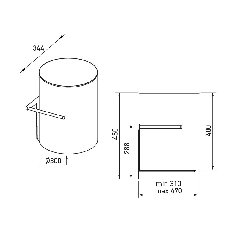 Round counter-mounted and stainless steel waste disposal - SUPRATECH