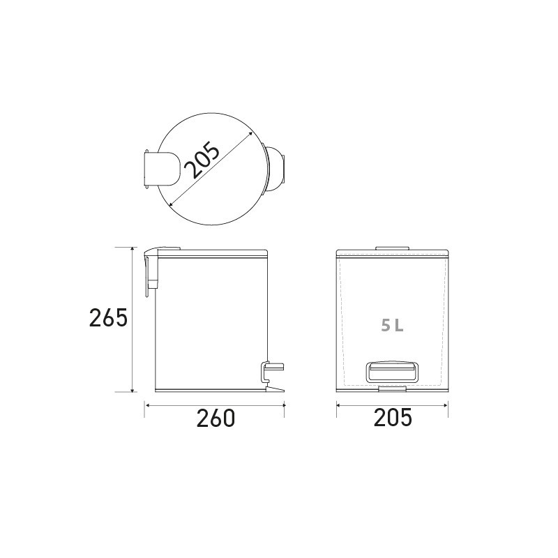 Poubelle à pédale 5L inox finition PVD doré mat