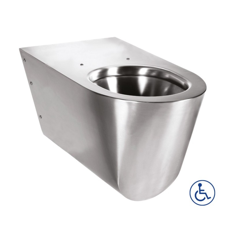 Cuvette WC rallongée suspendue inox accessible handicapés et Personnes à Mobilité Réduite Cuvette WC rallongée suspendue inox accessible handicapés et Personnes à Mobilité Réduite