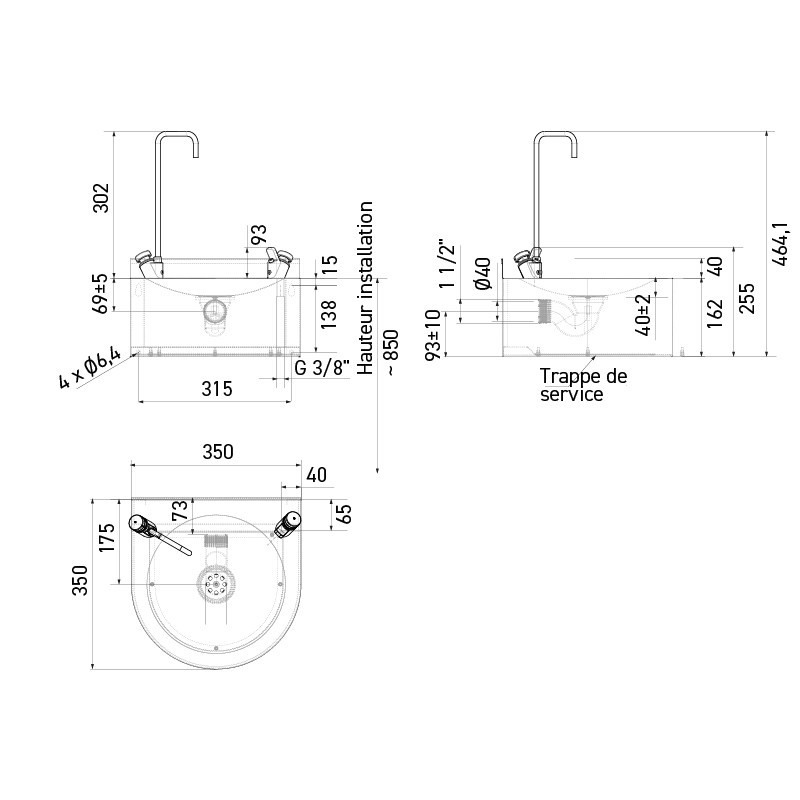 FB-005-S1 fountain dimensions