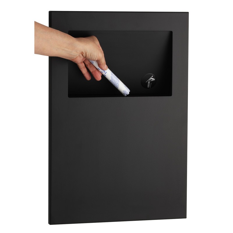 Feminine hygiene waste receptacle, matte black finish