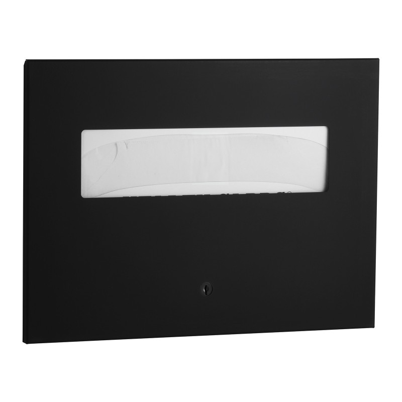 Recessed toilet paper seat-cover dispenser in stainless steel, matte black finish