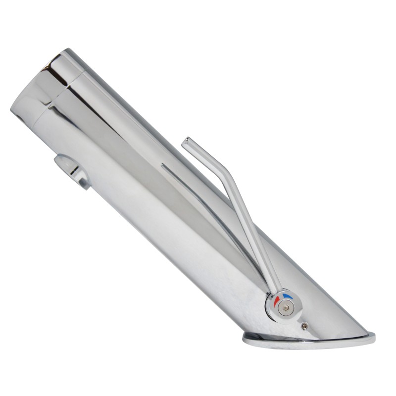 Automatic faucet with temperature extended lever for desabled