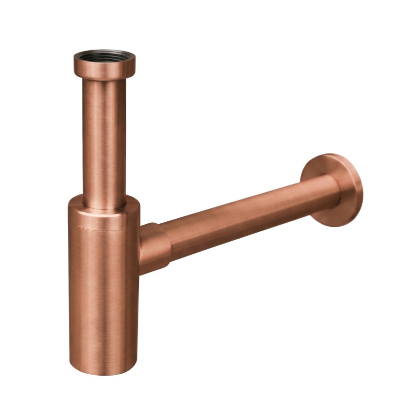 Sifón de lavabo de diseño en acabado cobre cepillado