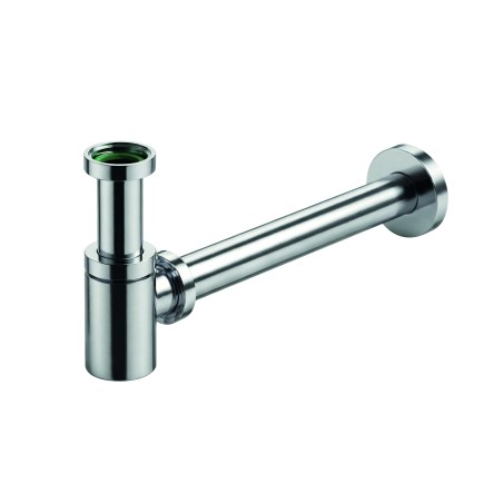 Sifón de latón cromado DESIGN con base corta para lavabo de 1 1/4