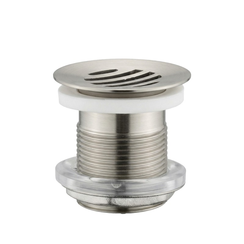 Brushed nickel PVD perforated free-flow waste