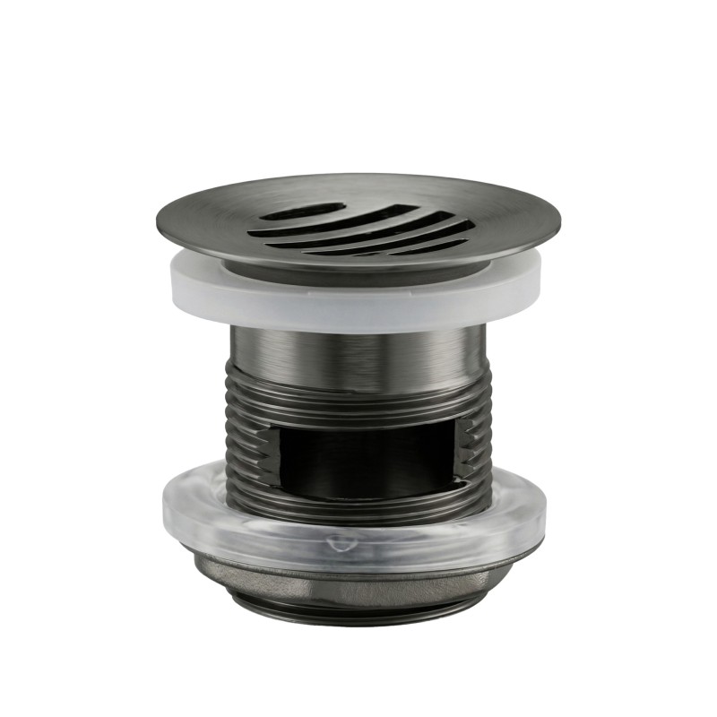 Válvula desagüe flujo libre con desbordamiento PVD gun metal Válvula desagüe flujo libre con desbordamiento PVD gun metal