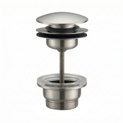 Bonde lavabo inox brossé poussoir clic-clac ou écoulement libre