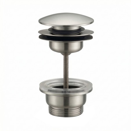 Bonde lavabo inox brossé poussoir clic-clac ou écoulement libre