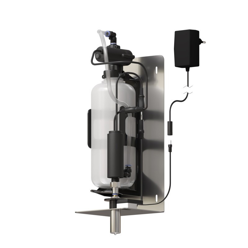 Dispensador automático de espuma de jabón para instalar detrás de un espejo Dispensador automático de espuma de jabón para instalar detrás de un espejo