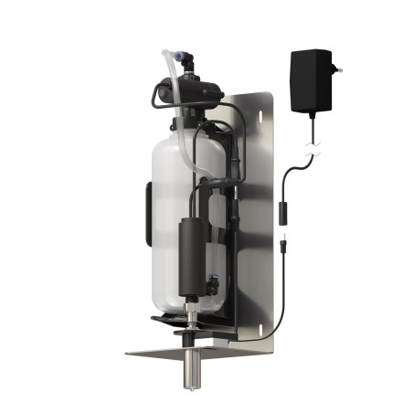 Wall mounted and utomatic foam soap dispenser behind the mirror