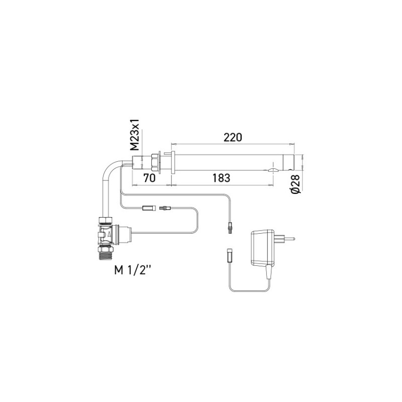 AKWALINE wall-mounted electronic tap, Ø28 spout, pure design