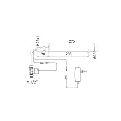 AKWALINE wall-mounted electronic tap, Ø28 spout, pure design AKWALINE wall-mounted electronic tap, Ø28 spout, pure design