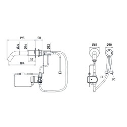 Dimensions electronic mixer EXTREME WS battery-operated, cross-wall mounting Dimensions electronic mixer EXTREME WS battery-operated, cross-wall mounting