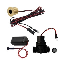 Matte Gold PVD urinal sensor kit powered by a battery box, with solenoid valve Matte Gold PVD urinal sensor kit powered by a battery box, with solenoid valve