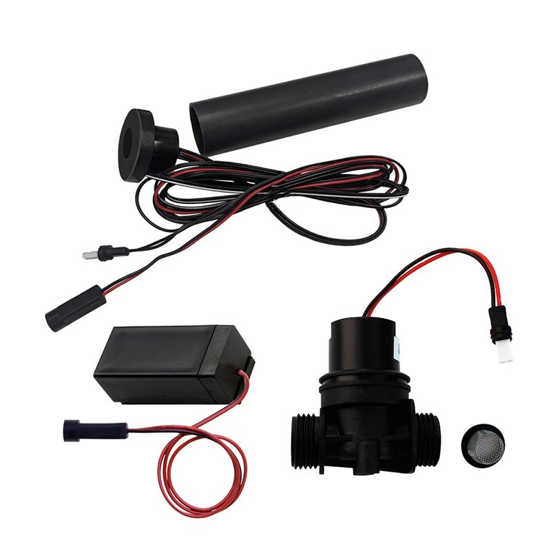 Kit détection noir mat à encastrer avec fourreau, électrovanne et alimentation par piles