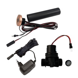 Recessed brushed copper sensor kit with sleeve, solenoid valve and mains transformer