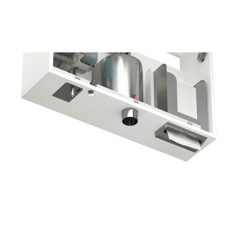 Sèche-mains à intégrer derrière miroir avec buse verticale inox Sèche-mains à intégrer derrière miroir avec buse verticale inox