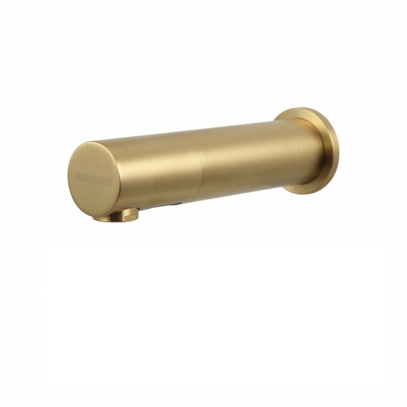 Wall-mounted touchless RONDEO faucet, matte gold PVD finish (brushed brass look) Wall-mounted touchless RONDEO faucet, matte gold PVD finish (brushed brass look)