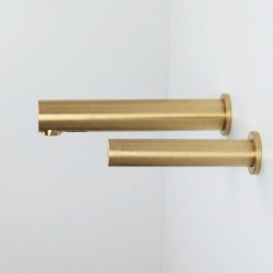 RONDEO DUO wall-mounted touchless water and soap taps, matte gold finish RONDEO DUO wall-mounted touchless water and soap taps, matte gold finish
