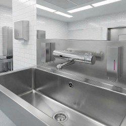 Robinet mitigeur thermostatique mural sans contact avec bec mobile Robinet mitigeur thermostatique mural sans contact avec bec mobile