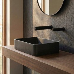 Robinet noir mat mural automatique RONDEO eau et savon design assorti Robinet noir mat mural automatique RONDEO eau et savon design assorti