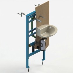 Washbasin support frame option with integrated RONDEO electronic wall-mounted tap and soap dispenser Washbasin support frame option with integrated RONDEO electronic wall-mounted tap and soap dispenser