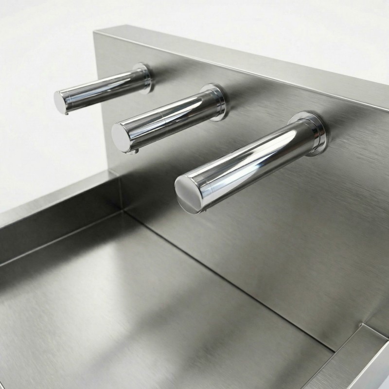 RONDEO TRIO electronic fittings for touch-free hand hygiene: soap - water - air RONDEO TRIO electronic fittings for touch-free hand hygiene: soap - water - air