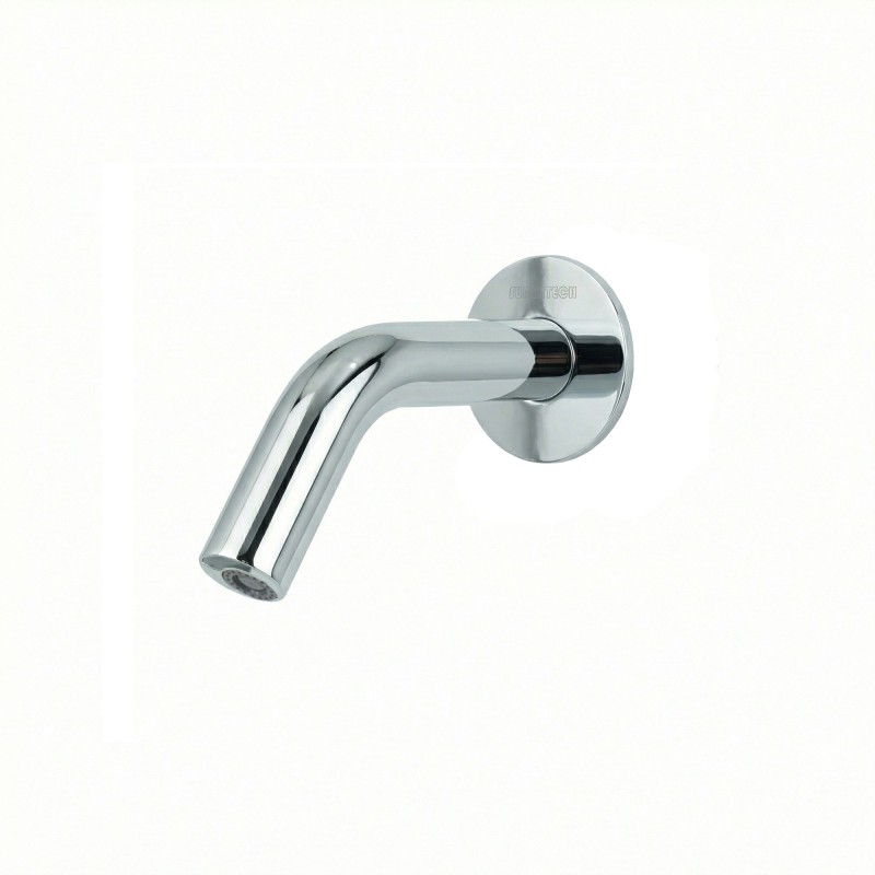 Wall-mounted short-spout faucet with concealed sensor and sleek design