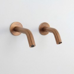 EXTREME WS designer wall-mounted electronic faucet and matching designer soap dispenser, PVD Copper finish