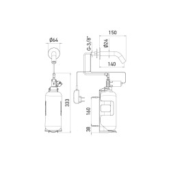 Dimensiones del dispensador electrónico de jabón mural EXTREME WS con alimentación eléctrica, fijación a través del tabique Dimensiones del dispensador electrónico de jabón mural EXTREME WS con alimentación eléctrica, fijación a través del tabique