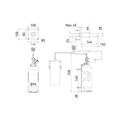 Dimensions of the touchless RONDEO soap dispenser, battery-operated version, recessed mounting Dimensions of the touchless RONDEO soap dispenser, battery-operated version, recessed mounting