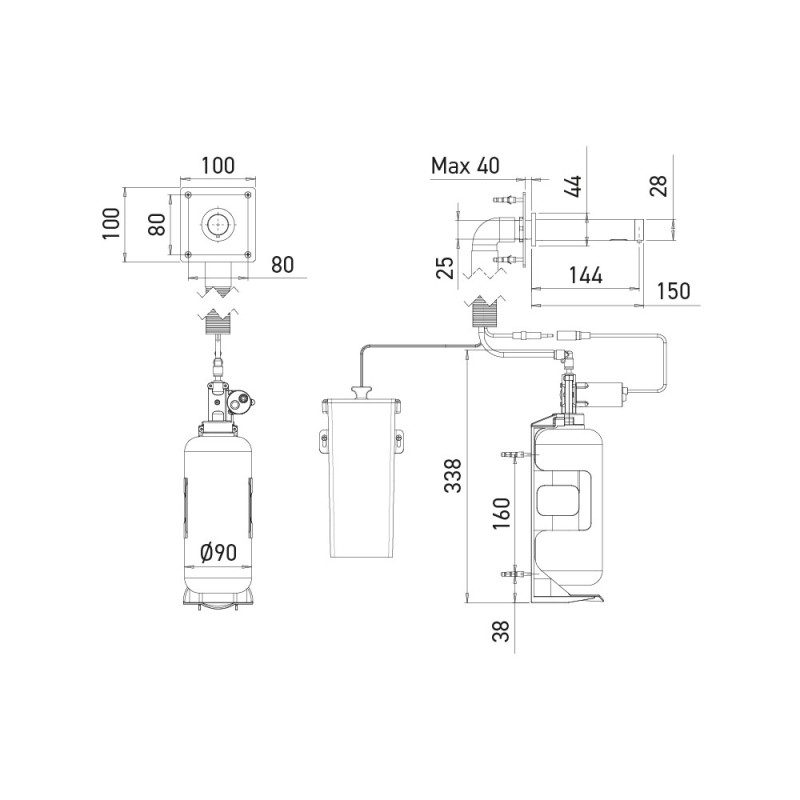 Dimensions of the touchless RONDEO soap dispenser, battery-operated version, recessed mounting Dimensions of the touchless RONDEO soap dispenser, battery-operated version, recessed mounting