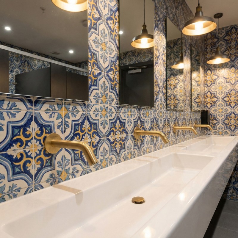 Grifo mural automático de diseño EXTREME WS con acabado PVD dorado mate Grifo mural automático de diseño EXTREME WS con acabado PVD dorado mate