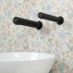 Mitigeur RONDEO sans contact noir mat et distributeur de savon pour hygiène pro et économies d’eau.
