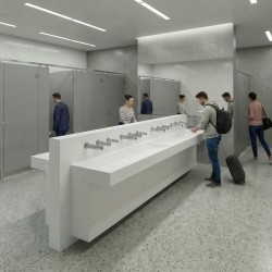 Sèche-mains mural au-dessus lavabo RONDEO design assorti eau et savon