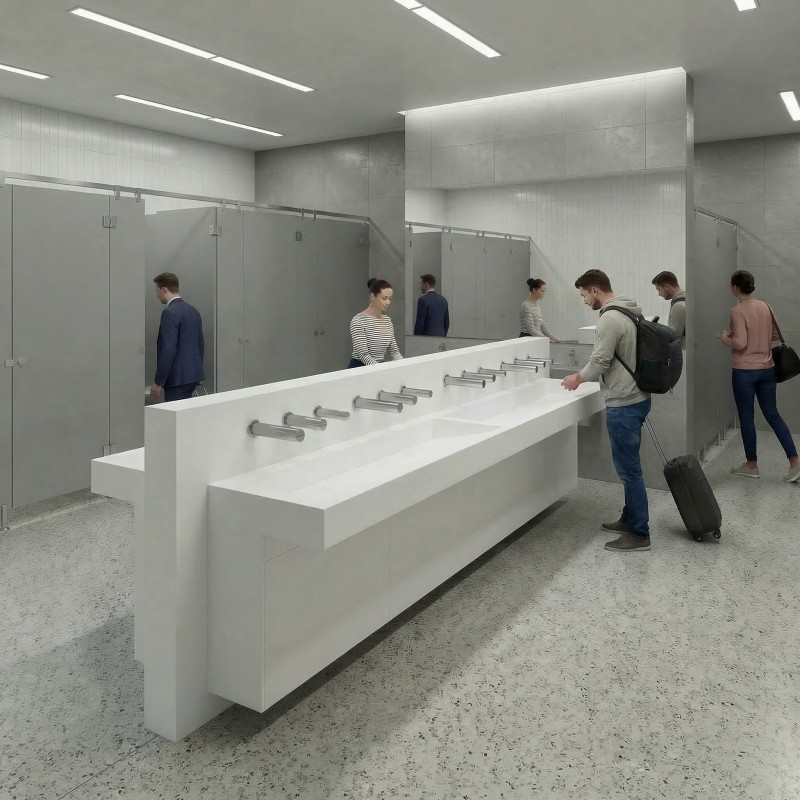 Sèche-mains mural au-dessus lavabo RONDEO design assorti eau et savon