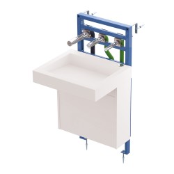 Ensemble bâti-support lavabo RONDEO TRIO et lave-mains RIVAGE avec meuble sous lavabo, accessible PMR