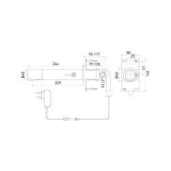 # Electronic AKWATIC mixer dimensions - Recessed, mains powered