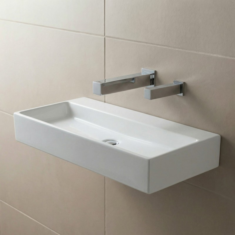 Wall-mounted square design automatic basin spout CARREO and soap dispenser