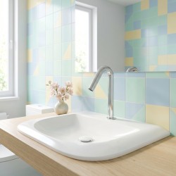 ONE deck-mounted automatic tap with a sleek design for cold or premixed water