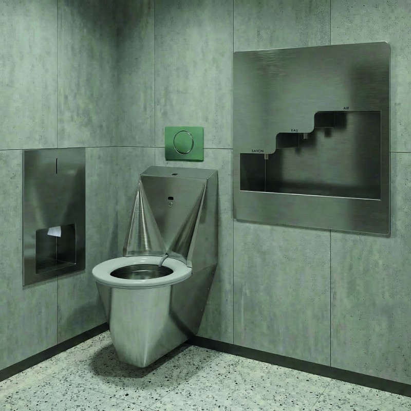 Wall-mounted recessed handwashing all-in-one soap water air station