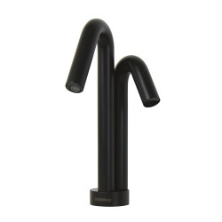 Black touchless washbasin faucet ONE with soap dispenser for shared bathrooms and restrooms in commercial facilities Black touchless washbasin faucet ONE with soap dispenser for shared bathrooms and restrooms in commercial facilities