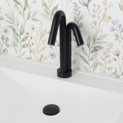 Robinet automatique mono-trou pour lave-mains avec distributeur savon intégré ONE noir mat