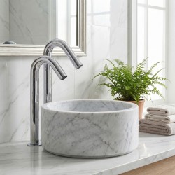 Non-contact ONE MAXI faucet with high spout for countertop basin with matching soap dispenser