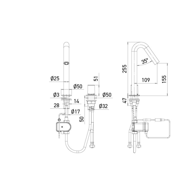 Electronic mixer ONE dimensions - battery-powered Electronic mixer ONE dimensions - battery-powered